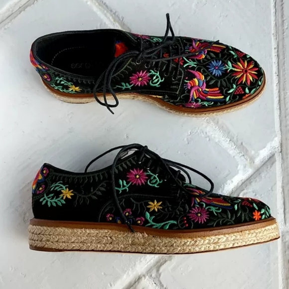 Brand New Sergio Rossi Black Embroidered Canvas Espadrille Sneakers - Picture 8 of 14